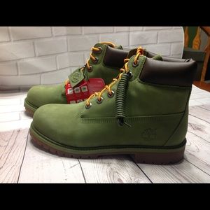 New Timberland 6in TBOA1ODE Leather Boots -Green